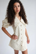Floral Peter Pan Collar Denim Dress