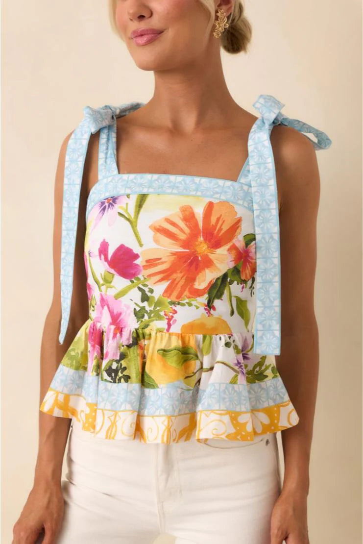 Sorrento Gardens Duo Printed Peplum Top & Matching Maxi Skirt (Sold Separately)