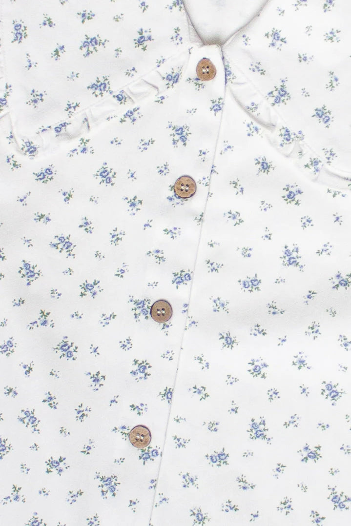 Floral Peter Pan Collar Denim Dress
