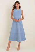 Maison Blue Suede Manon Dress