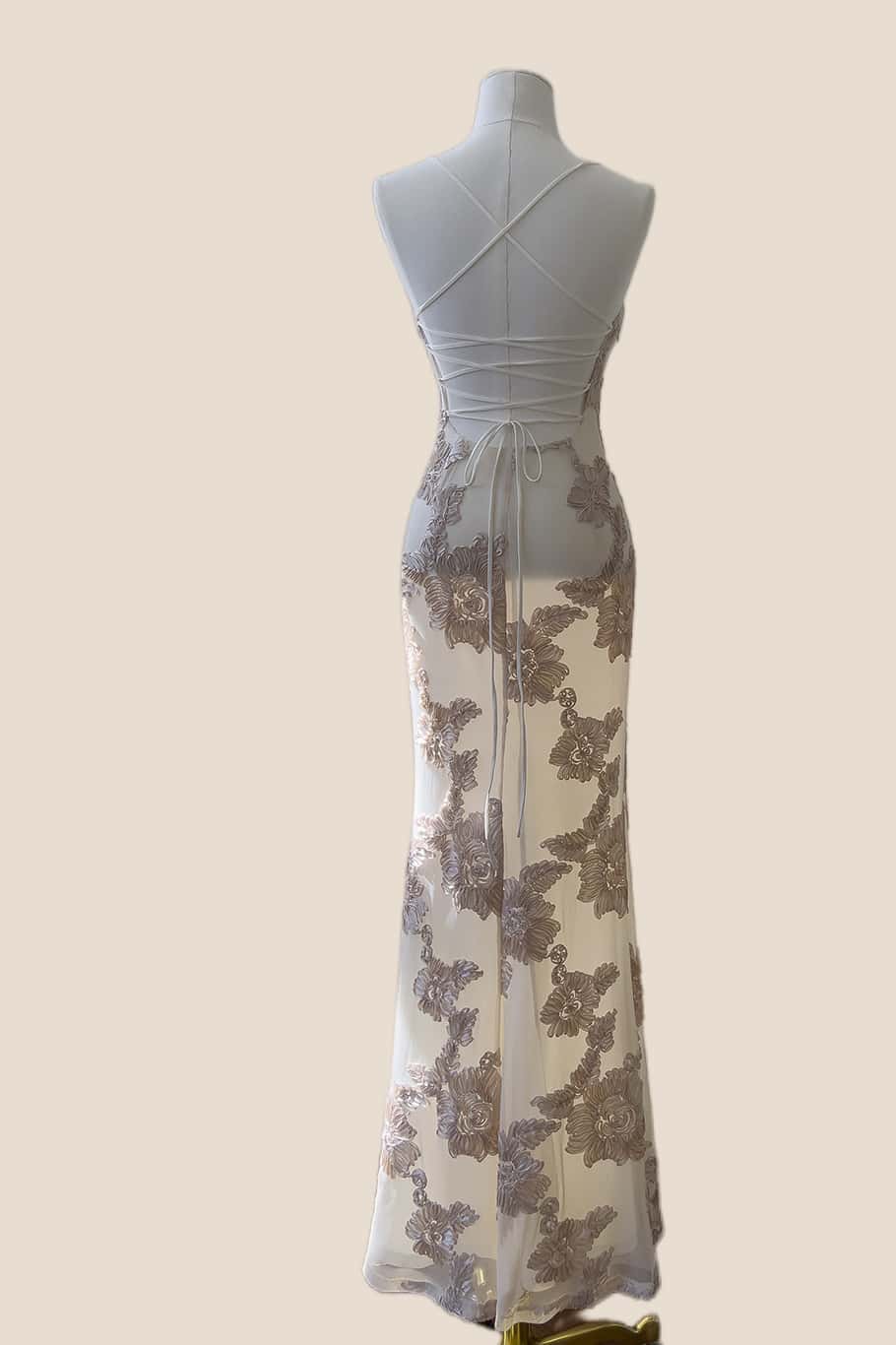 Yellow 3D Flower Fitted Long Dress