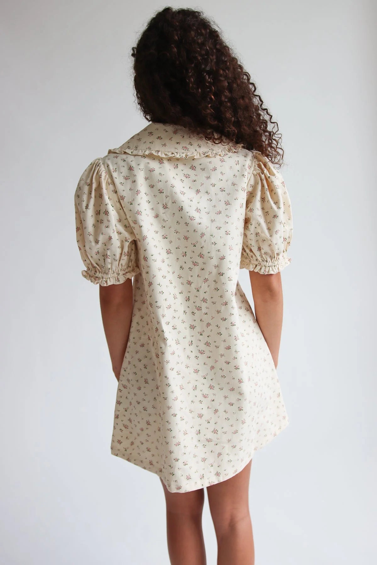 Floral Peter Pan Collar Denim Dress