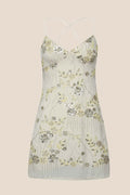 Yellow Beaded Straps Fitted Short Dress
