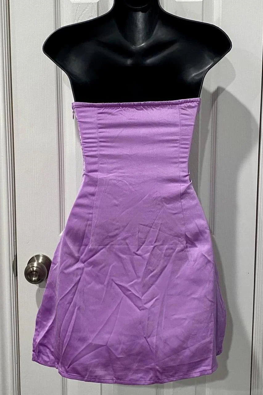Strapless Ruched Green Split Mini Dress