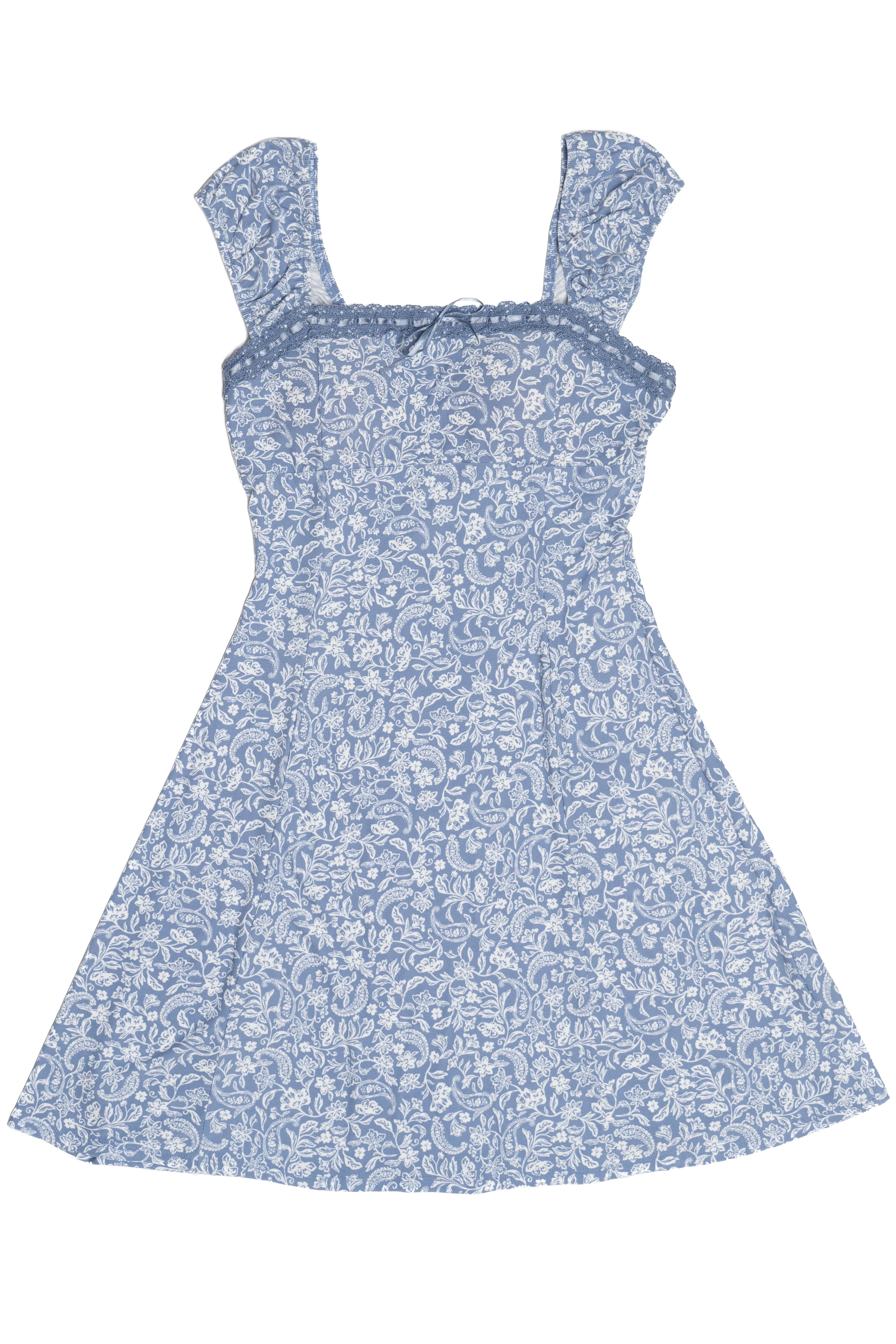 Floral Lace Trim Mini Dress