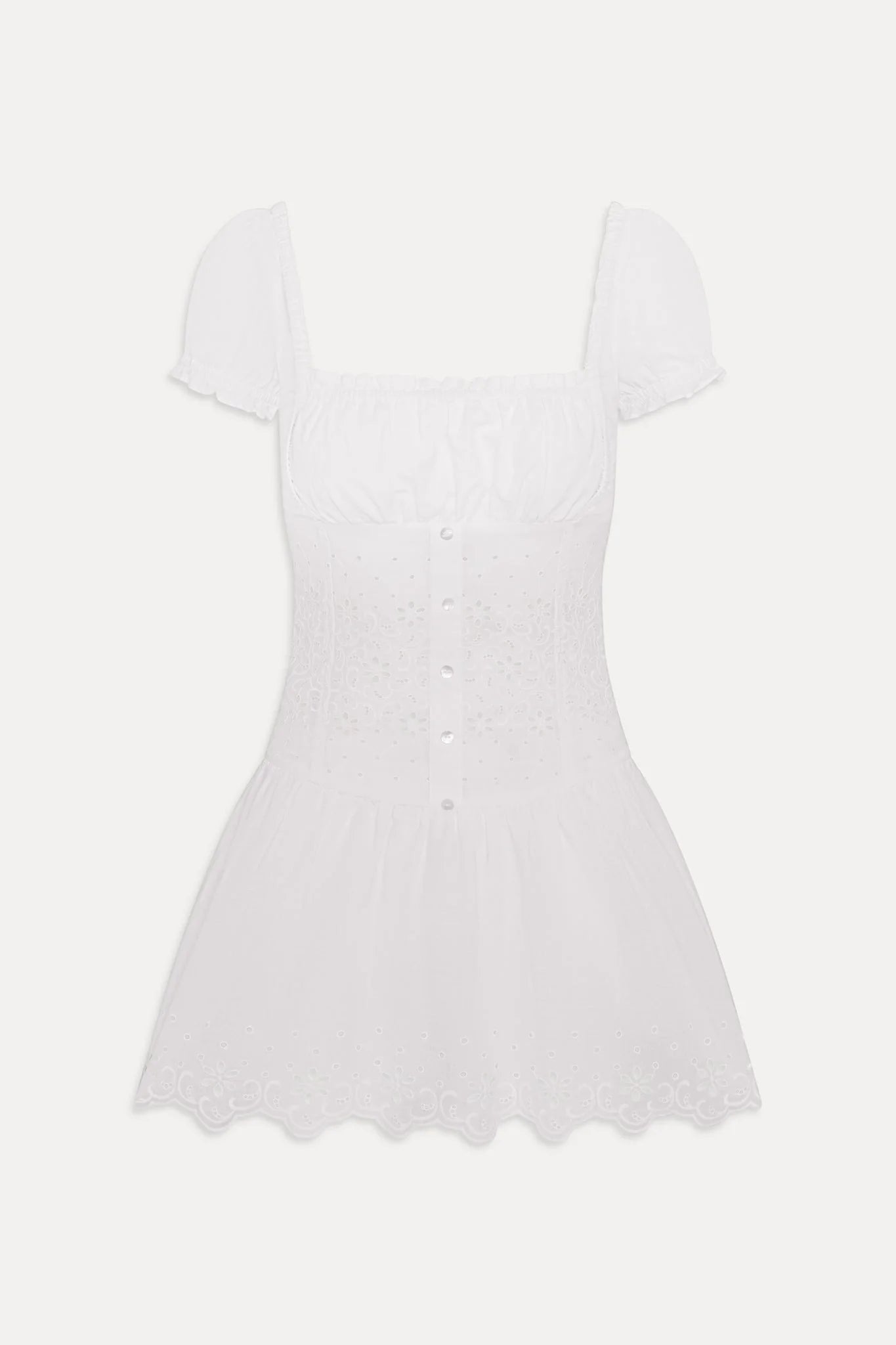 Lucien Cotton Embroidered Mini Dress - Optic White