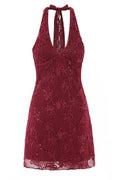 Halter Red Lace Short Dresss