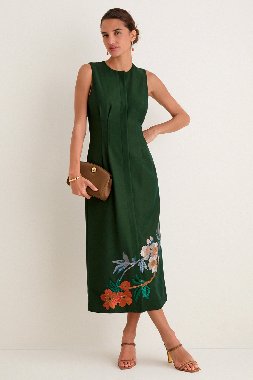 Verdant Green Crepe Embroidered Nell Dress