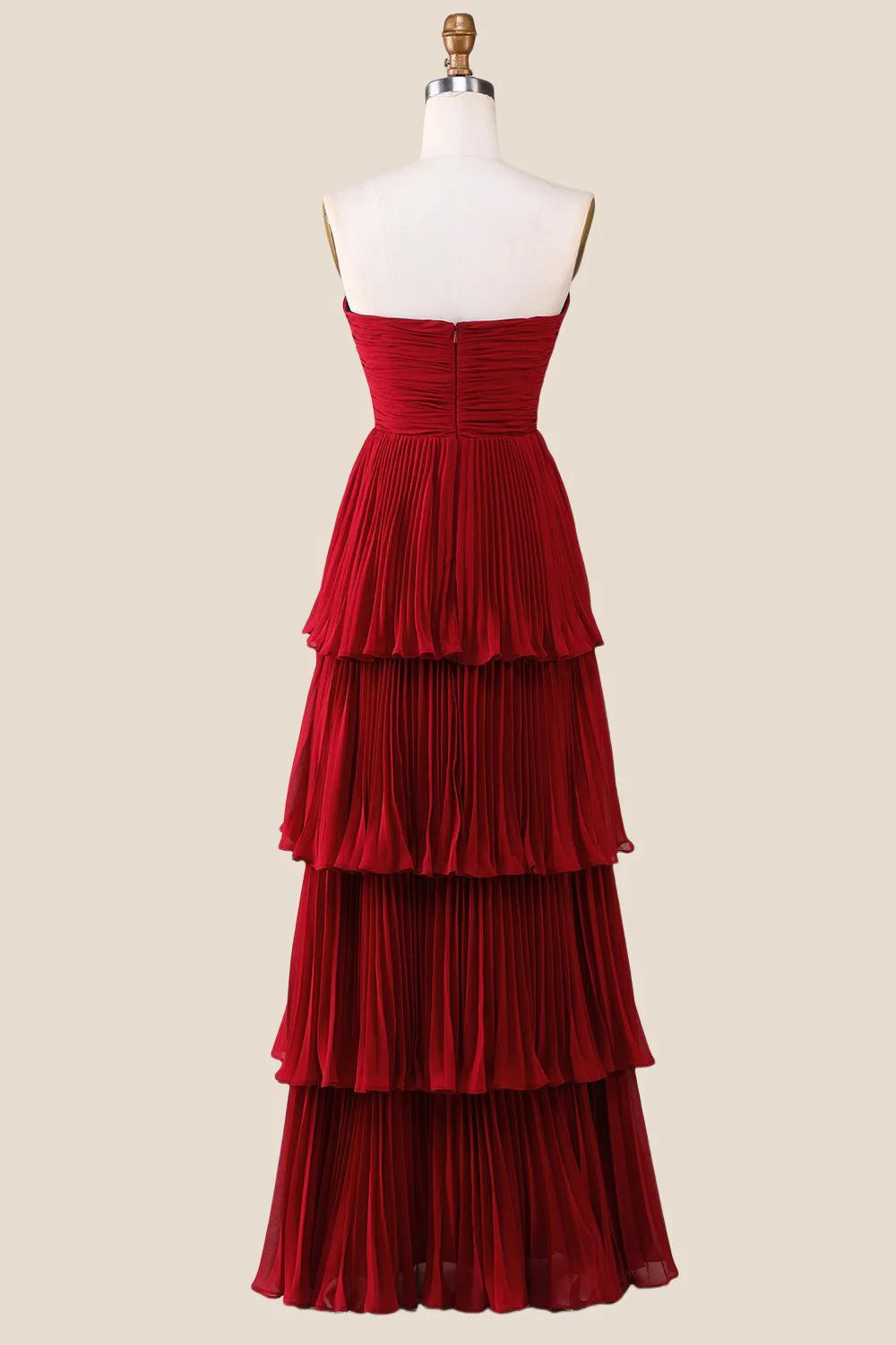 Strapless Lavender Pleated Tiered Long Party Dress