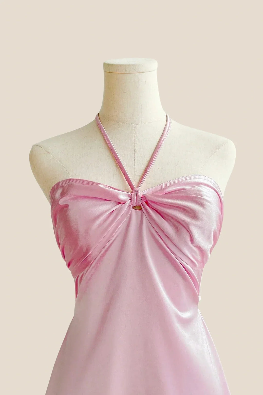 Halter Yellow Back Tie A-line Short Dress