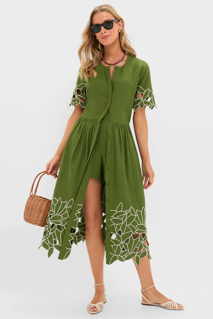 Fern Floral Eyelet Pilar Dress and Short Set