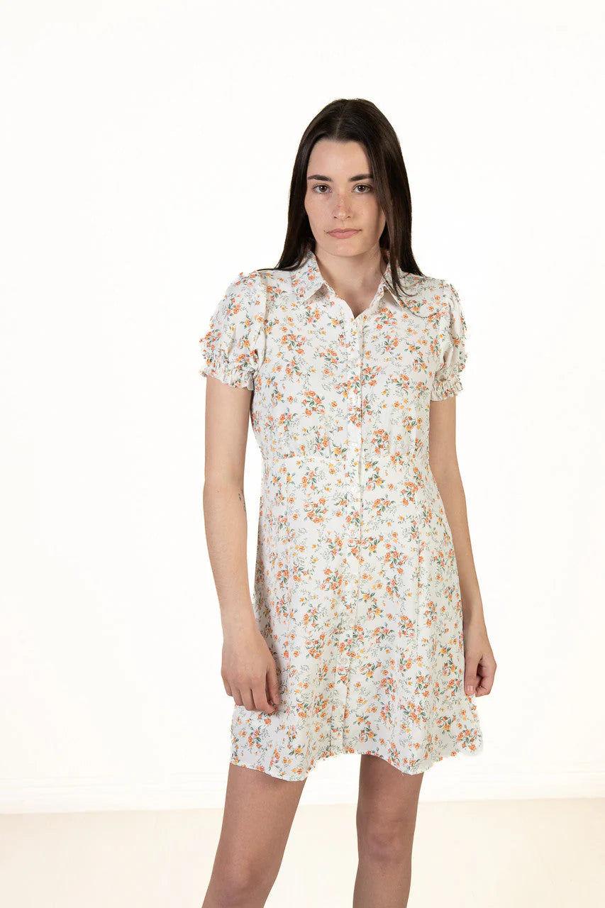 White Floral Shirt Dress