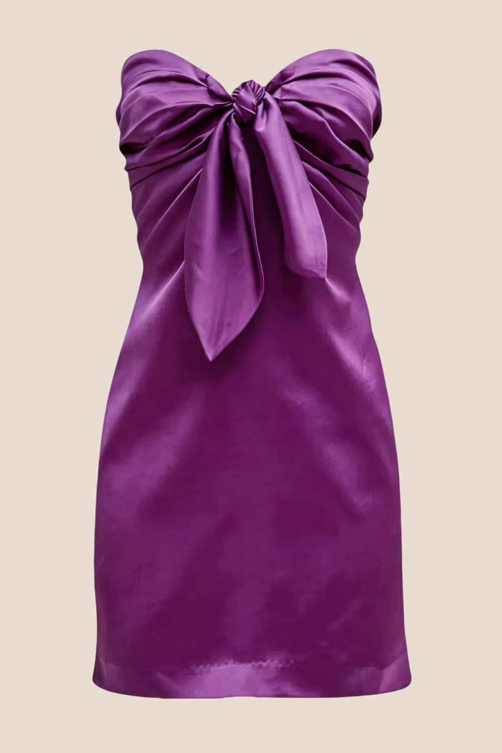 Strapless Pink Tie Front Short Dress