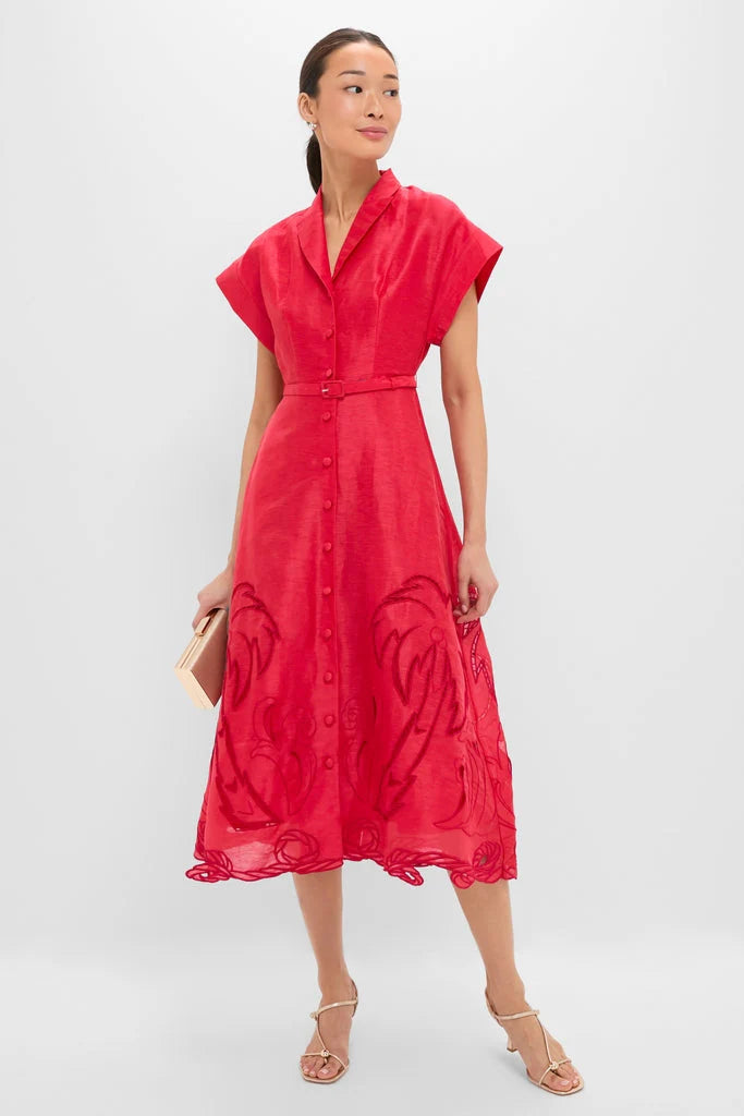 Scarlet Aubrey Applique Shirt Midi Dress