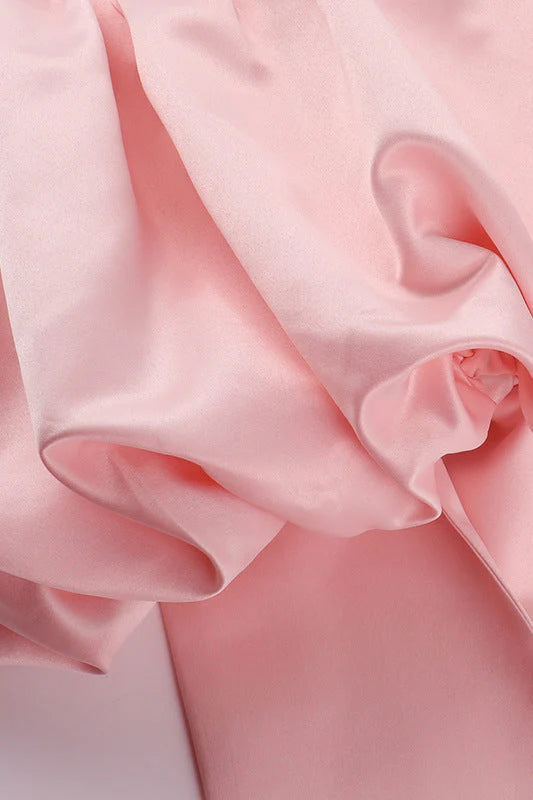 Strapless Pink A-line Bubble Dress with Bow