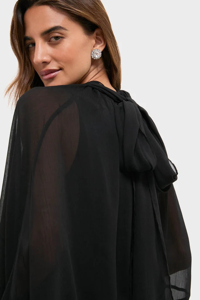 Black Cape Chiffon Mayfield Dress